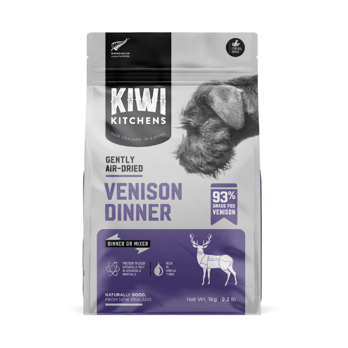 Kiwi Kitchens Gently Air Dried Venison Dinner Dog Food Olympia