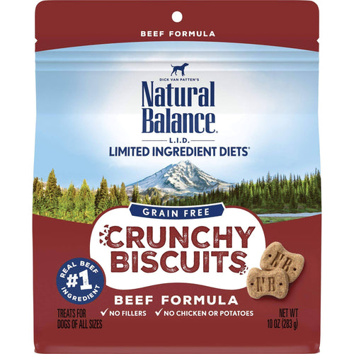 Natural Balance L.I.D. Limited Ingredient Diets Crunchy Biscuits beef Formula Dog Treats 10oz