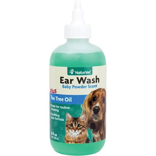NaturVet Ear Wash with Tea Tree Oil (8 oz) for Dogs