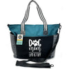 Brooke & Jess Designs Dog Mom Tote Bag Collection - Teal with Stripes Dog Mom LouLou