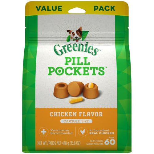Greenies Pill Pocket Treats Value Bag Chicken Flavor Capsule 15.8 oz