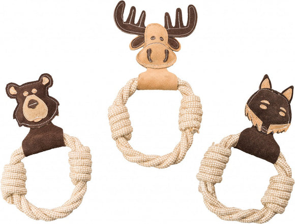 Ethical Spot Dura-Fuse Leather W/Rope Ring Dog Toy