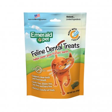 Emerald Pet Grain Free Chicken Feline Dental Treats 3 oz