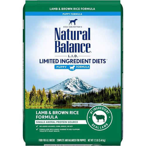 Natural Balance L.I.D. Limited Ingredient Diets Dry Dog Food, 12 Pounds, Lamb & Brown Rice Puppy Formula