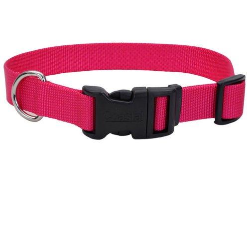 Coastal Adjustable Nylon Dog Collar with Plastic Buckle Pink Flamingo 3/8 In X 8-12 in
