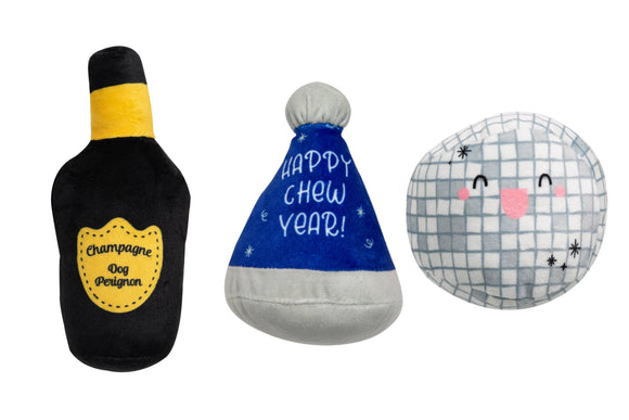 Happy Chew Year New Years Dog Toys, Set of 3