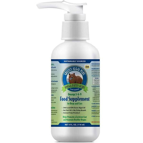 Grizzly Algal Plus, 4 oz, Omega 3-6-9 food supplement for dogs and cats