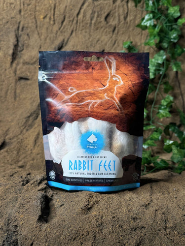 Bag of 6Dog/Cat Chew: Rabbit Feet -Natural Single Ingredient
