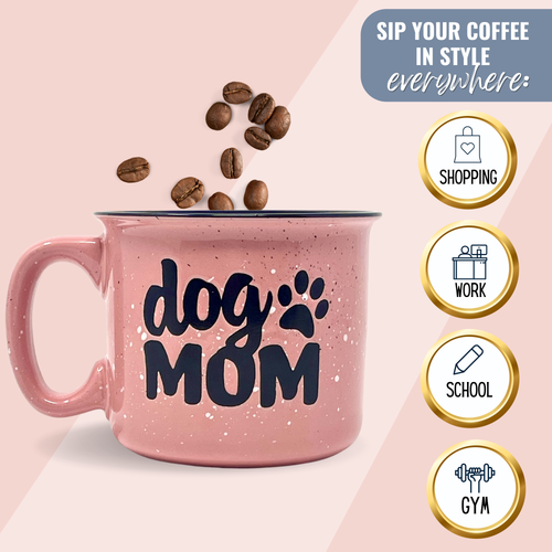 Dog Lover 15 oz Ceramic Camper Style Coffee Mugs