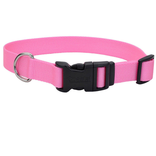 Coastal Adjustable Nylon Dog Collar with Plastic Buckle Bright Pink 1 In X 18-26 in