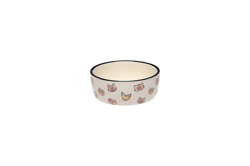 Cat Faces Pet Water or Food Bowl, Blush