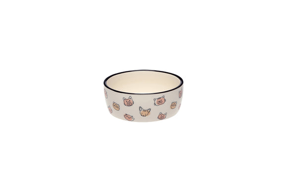 Cat Faces Pet Water or Food Bowl, Blush