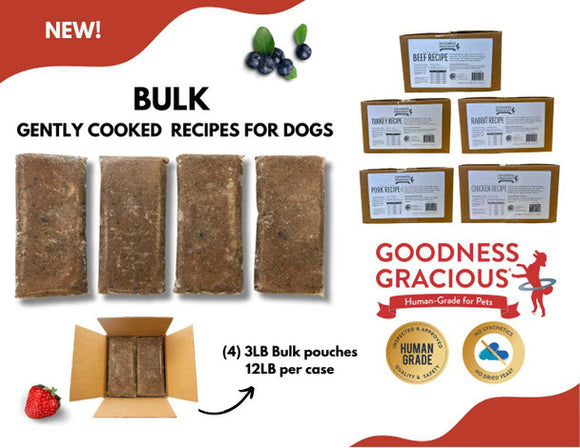 Goodness Gracious Frozen Gently Cooked Grain Free Pork & Salmon Pouches 12# Bulk - SFW