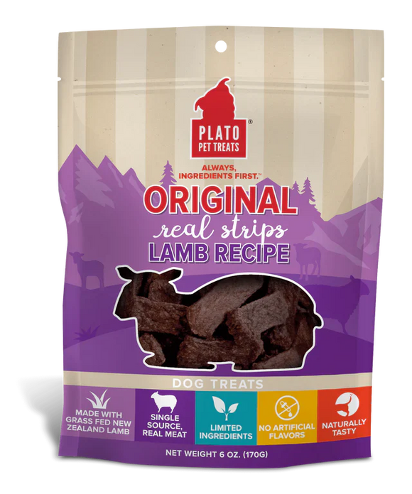 Plato Original Real Strips Lamb Dog Treats (6 oz)