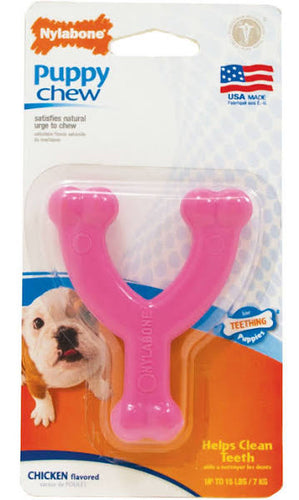 Nylabone Petite Wishbone Puppy Chew Toy, Pink