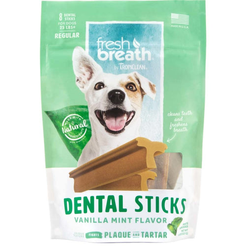 TropiClean Fresh Breath Dental Sticks for Dogs 8 oz, 8 ct, Regular