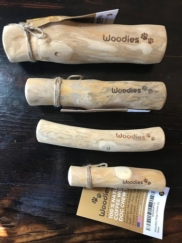 Woodies coffee wood dog chew toys (4 sizes)