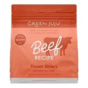 GREEN JUJU DOG FROZEN RAW GRAIN FREE LIMITED INGREDIENT DIET BEEF PATTIES - SFW