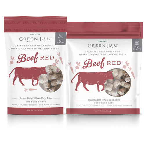 GREEN JUJU’S NEW Plant Powered Whole Food Bites for dogs and cats BEEF 3 Oz