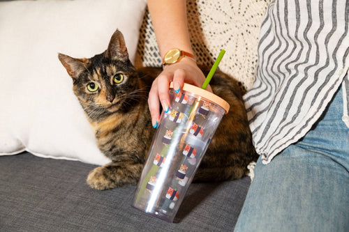 Cat Print Water Tumbler