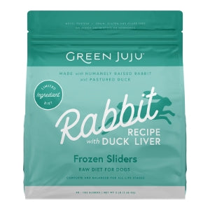GREEN JUJU DOG & CAT FROZEN RAW GRAIN FREE LIMITED INGREDIENT DIET RABBIT SLIDERS 3LBS *Special Order*