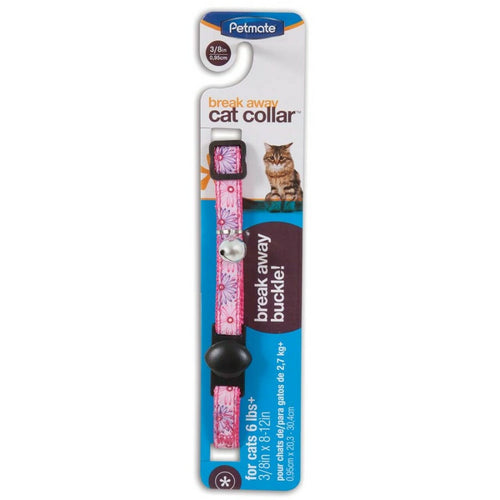 Petmate Cat breakaway Collar Pink Flowers 8in-12in