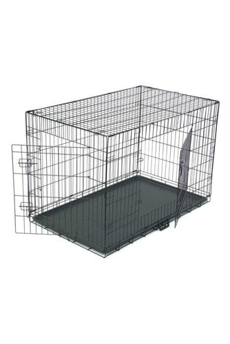 Petcrest Double Door Dog Crate Black Color 42x28x30 Inches
