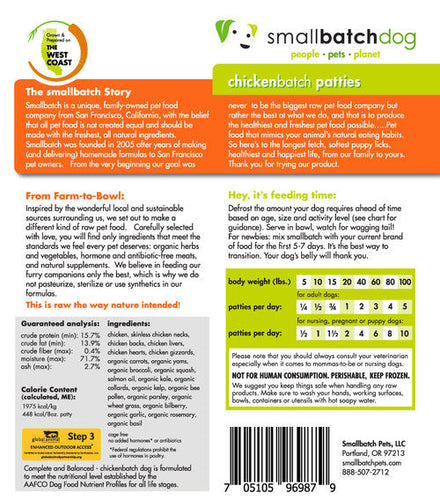 Smallbatch Chickenbatch Frozen Dog Food - SFW