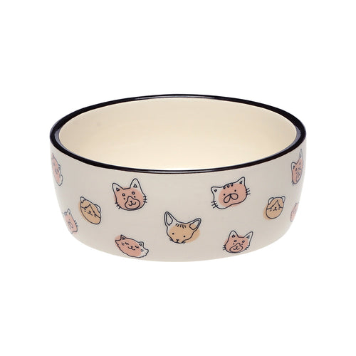 Pearhead Cat Faces Pet Water or Food Bowl