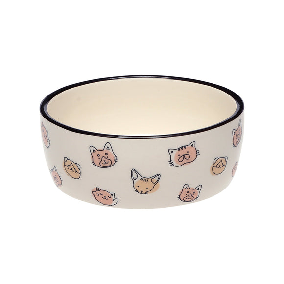 Pearhead Cat Faces Pet Water or Food Bowl