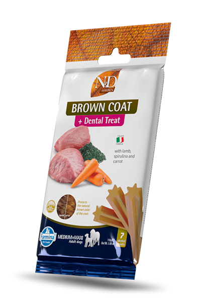 Farmina N&D Brown Brown Coat Dental Treat with Lamb, Norwegian Kelp and Carrot Medium & Maxi Dog Treats