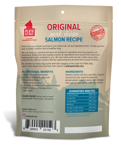 Plato All Natural Salmon Strips Dog Treats