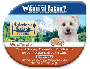 Natural Balance Delectable Delights Wooferole Grain Free Tuna and Turkey in Broth with Sweet Potato and Green Beans Wet Dog Food