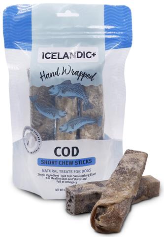 Icelandic+ Hand Wrapped Cod Skin Short Chew Stick Dog Treats