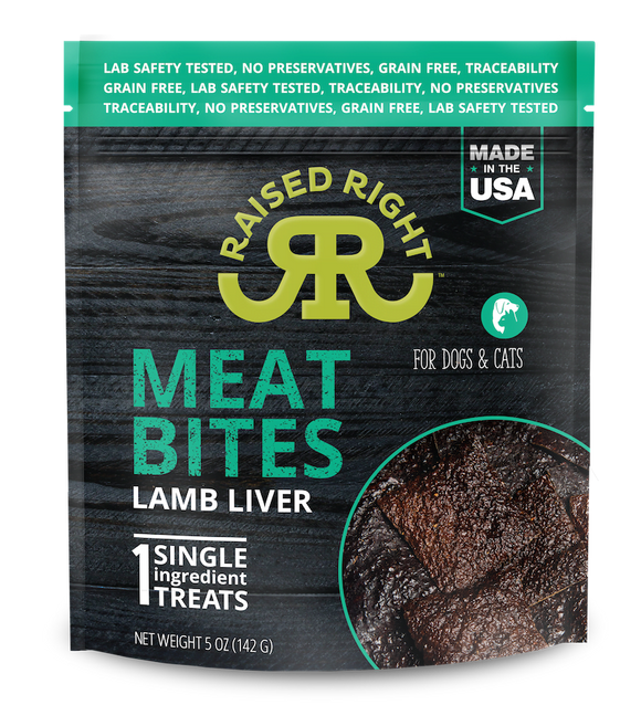 Raised Right Meat Bites Lamb Liver Single Ingredient Treats (5-oz)
