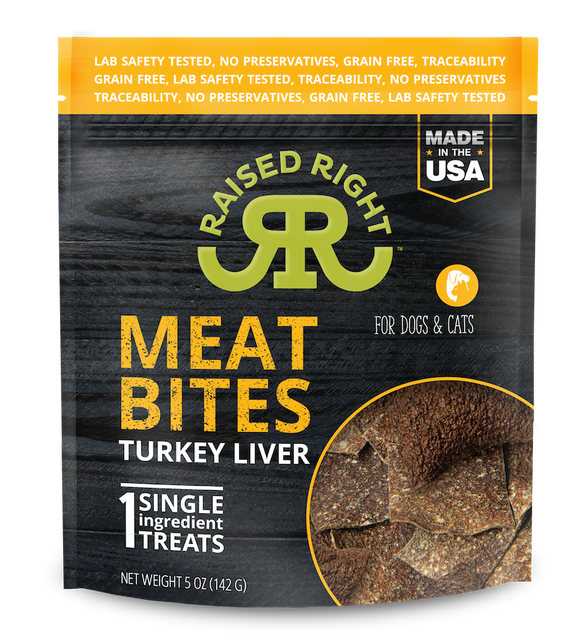 Raised Right Meat Bites Turkey Liver Single Ingredient Treats (5-oz)