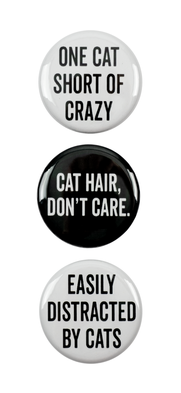 One Cat Short of Crazy Magnets - Set of 3