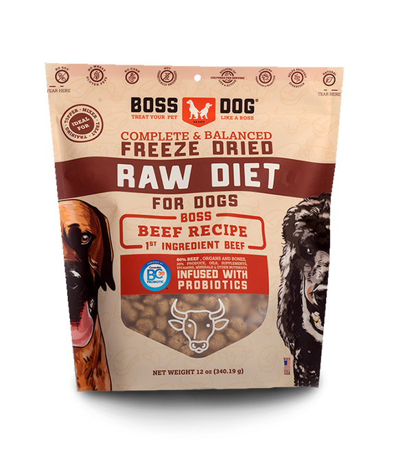 Boss Dog® Brand Freeze Dried Raw Diet Beef Recipe for Dog (12-oz)